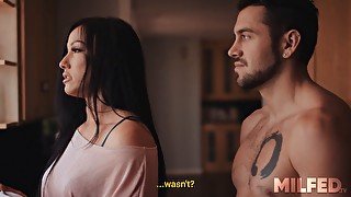 Stepmom caught spying on stepson & double penetrated with Jennifer White & Dante Colle