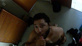 Buddy Keegan gets handjob/blowjob until he cums in Bushmanjims mouth