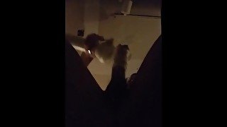 Making my big white cock cum on glass