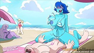 Lapislázuli Monta la Verga De Steven En una Playa Pública - Steven Universe Hentai