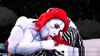 Corpse bride sucks cock and gets facial