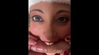 Naughty Xmas Elf takes a Nice Facial