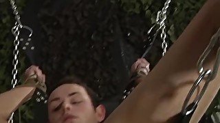 Submissive slim young gay dildoed and anal fucked by dom