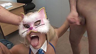 WILD KITTENS Scene-3_Pretty busty blonde in lingerie and mask fucking in anal threesome