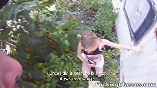 Fucking Glasses - Kelly Candy - Blonde cutie tricked into outdoor sex