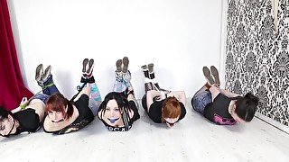 Five Girls Hogtied And Gagged