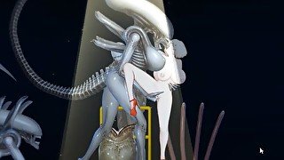 AlienQuest-EVE - cute big breasts blondie being hardcore fucked by alien monster girl lesbian hentai