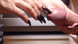 BLACK LONG NAILS - SPLIT + PEEHOLE + CUM - PREVIEW