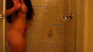 Beautiful and sexy teen girflriend in the shower all naked