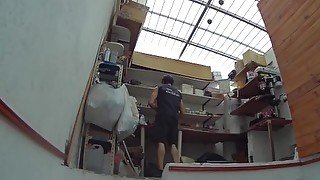 Hot executive girl fucked in the workshop