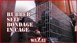 Rubber Selfbondage in Cage