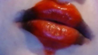 Red Heart Lipstick And Smoking Upclose