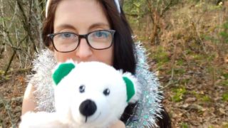 Winter Princess and Daddy Piss On A Teddy Bear In The Woods Together