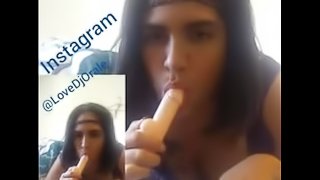 LoveDjOrale Sucking on her new Mini Dildo like a Pro