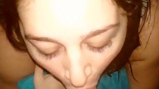 Teen swallow cum slow blowjob