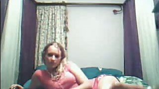 Webcam session with one young curvy haired girl, she rubbed her clit