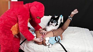 Furry Girl Spanked, and Fucked by Red Lizard. Fursuit Murrsuit Yiff