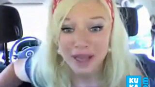 Norwegian blonde masturbating in her car