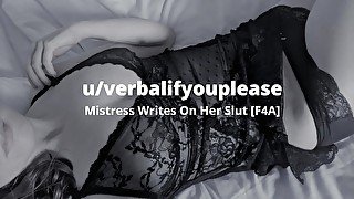 [F4A] Mistress Writes On Her Slut [British Lesbian Audio]