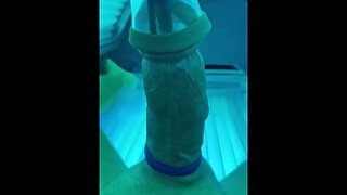 Cum fountain in tanning bed