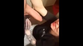  Young White girl swallowing boyfriends cock