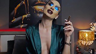 Smoking and teasing a LARGE cigar !