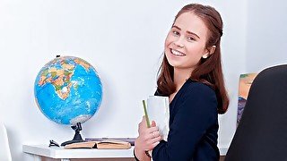 Cutie learns how to suck at a geography lesson