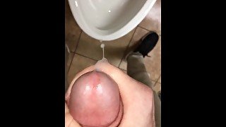 Shooting huge cum load in the bathroom at work