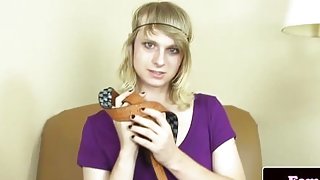 Transitioning amateur tgirl solo masturbating