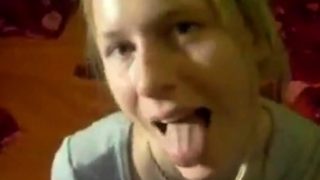 sister suck and eat cum from spoon