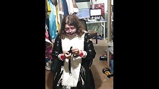 PVC Sakura Cosplay Sissy Maid Gag fun