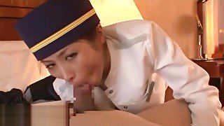 Japanese pantyhose maid fucked by horny boss