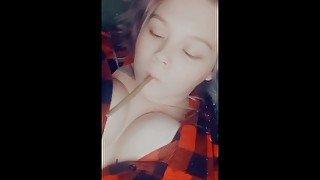 Tits out smoking a blunt