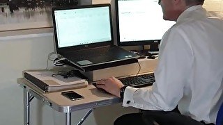 Fucking my ass with a dildo in the office