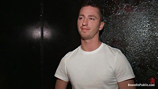 Bound in Public. A stud wants to be a whore in a sex shop