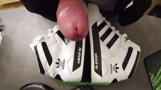 White Adidas Hardcourt cumshot