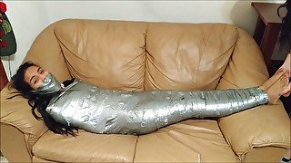 First Time Mummification For 18-Year-Old Latina Cutie!