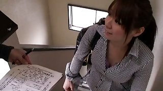 While an Asian peach it reading, someone is filming her tits