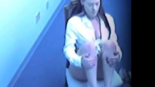 Hidden cam captures office foot job