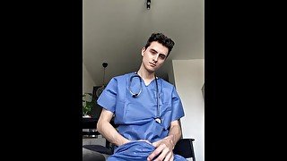 Young hot doctor masturbates