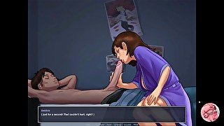 Summertime saga #80 - Housewife sucks my cock in my bed