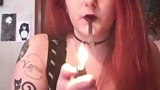 Goth Slut Smokes Topless