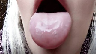 super sexy up close mouth tongue & spit play