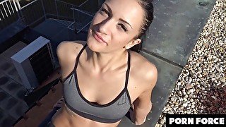 Risky Rooftop Sex While Doing Yoga - BLOWJOB / AMATEUR / PUBLIC  '