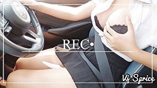 College Thai Student Cums in Car - Vj Sprice Ep4