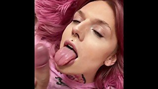 Cute Tgirl Gets Her Eager Face Fucked