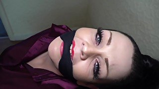 Evil Emma Bound And Gagged In Satin And Leather