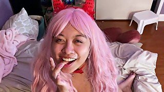 Will You Cum In My Mouth? .. Little Devil Asian Get Cum In Her Mouth And Plays With it MyAsianBunny