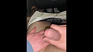 Public jerk off in car