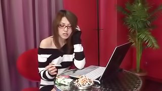 Cute Rino Mizusawa enjoys her new toy inside the pussy